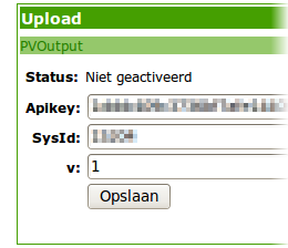 PVOutput instelling met nieuwe geavanceerde v instelling